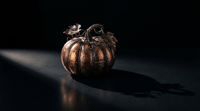 Antique bronze pumpkin still life for halloween decorations and autumn displays