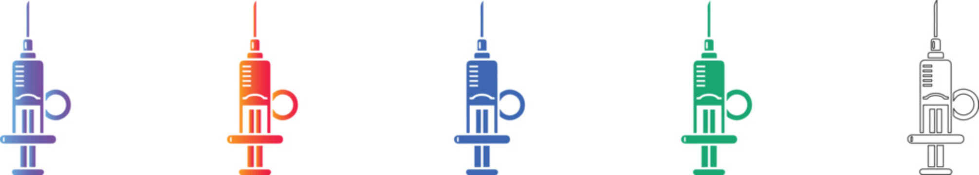 Detailed Syringe Icon Set for Healthcare