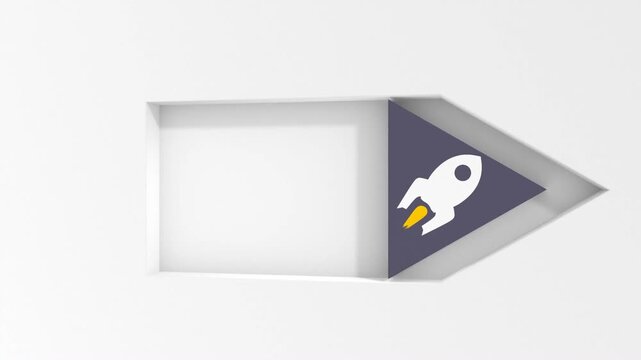 Toggle switch button with rocket launch into space icon. Business creative startup concept.