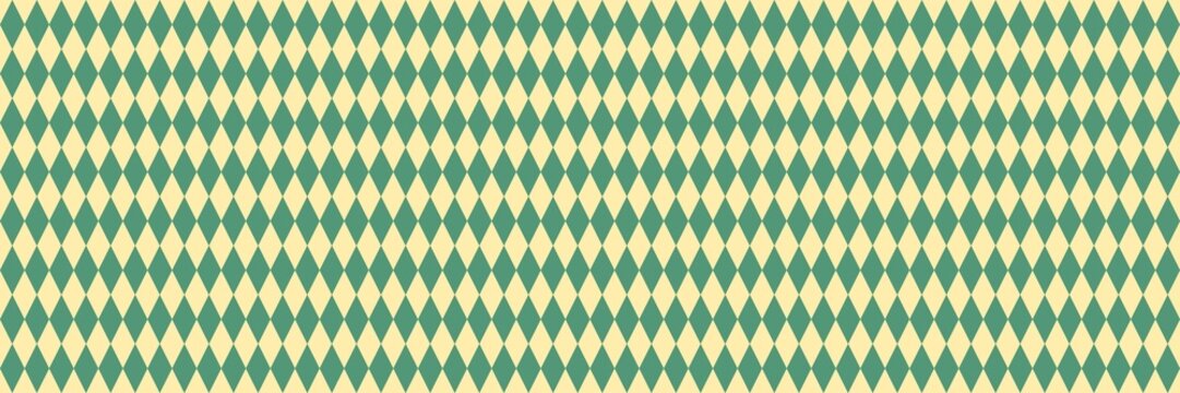 Seamless argyle pattern with green and cream diamond shapes, perfect for retro backgrounds, textiles, and festive Oktoberfest designs.