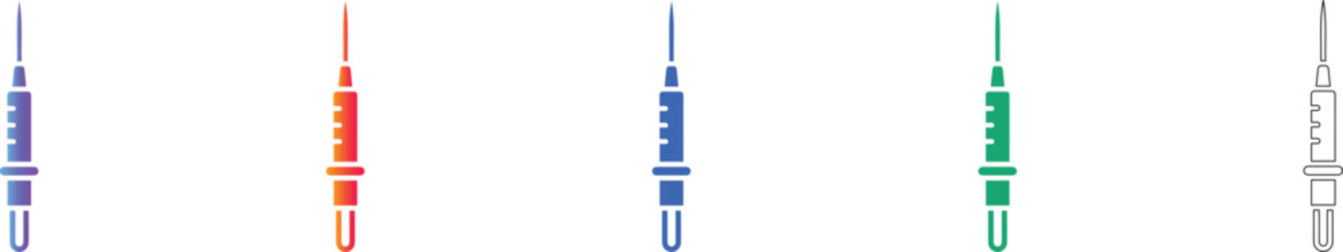 Medical Syringe Set in Vibrant Gradient and Line Art Styles