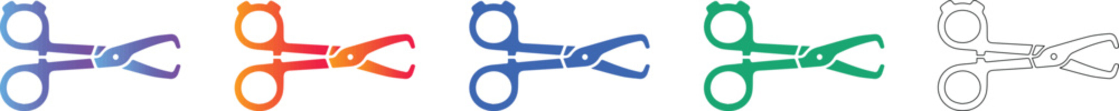 Surgical Tissue Forceps Icons in Colorful Gradient and Outline