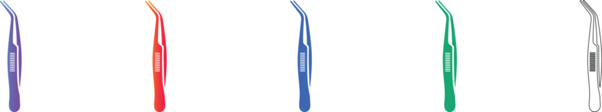 Fine Precision Tweezers Set in Multi Color Gradients