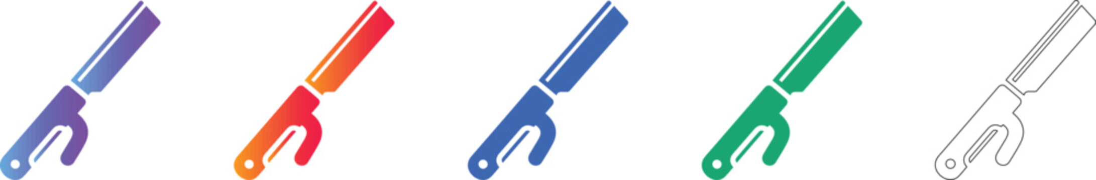 Straight Razor Barber Tool Icon Set