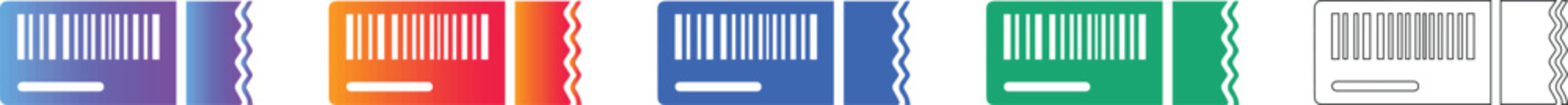 Event Ticket with Barcode Icon Set