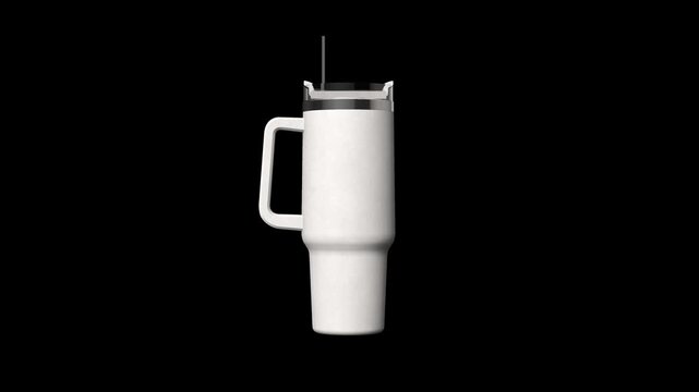3d rendering tumbler sublimation mock-up animation on black background. 