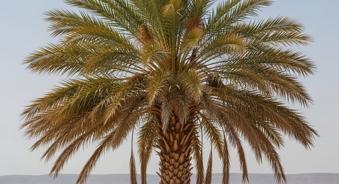 Dry wind rustling the fronds of a desert palm tree