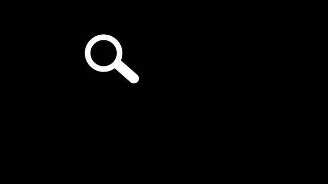 Magnifying glass search icon animation on transparent background, Analyzing completed task icon ,Successful task verification symbol animation in 4K with Alpha Channel. 