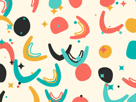 Vintage Fifties Kitsch Boomerang Colorful Background