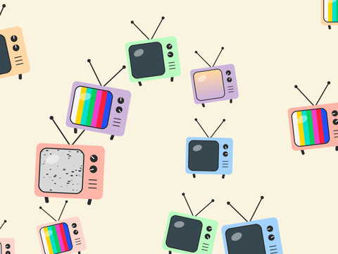 Retro Television Sets Vintage TV Pattern Background
