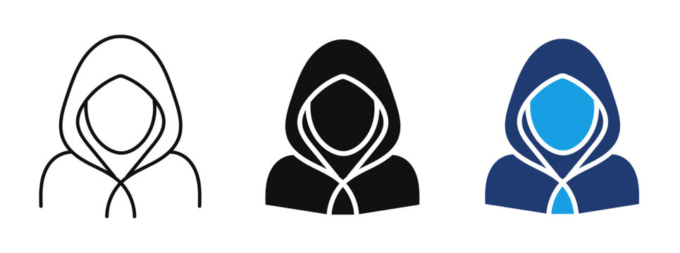 Anonymous Hacker Hood Icon, Hooded Person Avatar, Cyber Security, Hidden Identity, Anonymous User, Hacker Vector, Hooded Character Icon