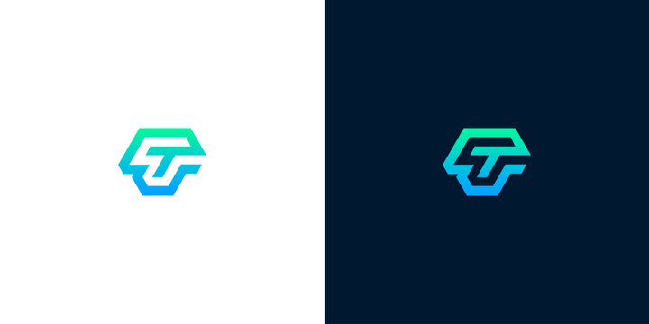 Minimalist modern letter C and T monogram logo design template for technology and business branding