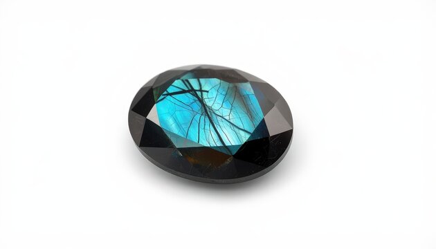 Stunning faceted labradorite gemstone with intense blue iridescence