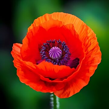 Vivid red poppy bloom with dark center