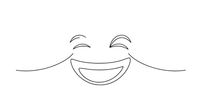 Joyful Laughing Face Line Art - Minimalist Expression of Happiness