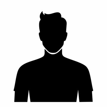 Male profile silhouette with quiff hairstyle.