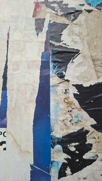 Old and weathered paper, torn and ripped street poster background, messy art collage