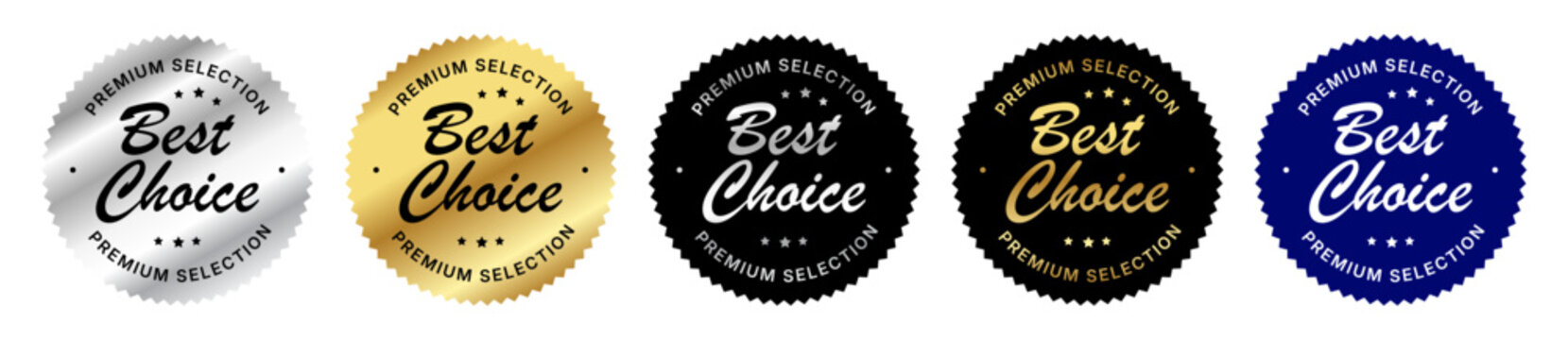 Best Choice Premium Selection Badge Set with Gold, Silver, Black and Blue Luxury Quality Award Labels