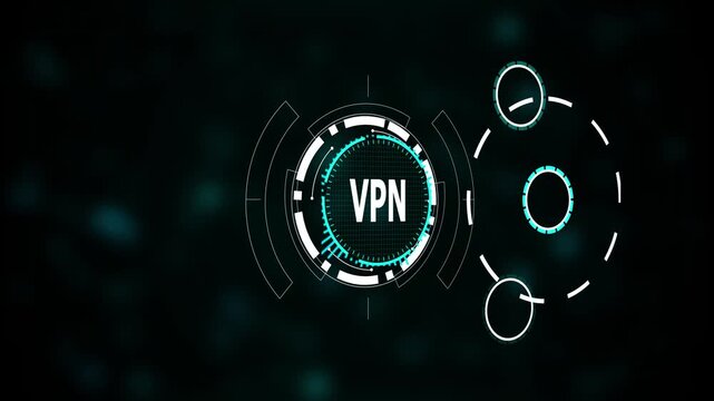 Futuristic vpn interface displaying secure connection technology with digital network elements, Futuristic VPN security and digital network , Global encryption and cyber privacy protection.
