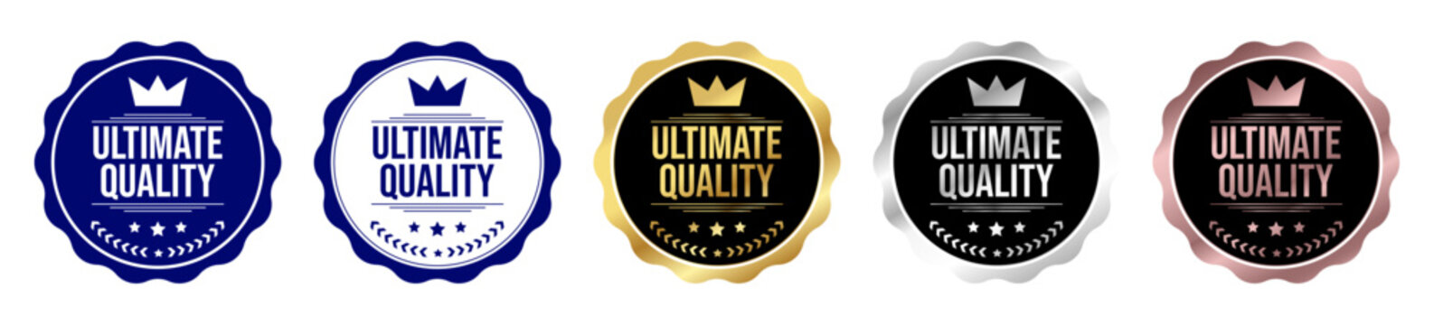 Ultimate Quality Premium Badge Collection with Gold, Silver, Black, Blue and Rose Gold Luxury Award Labels