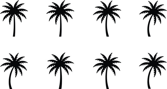 Black and white line of eight stylized daisies on stems line daisy flower petals