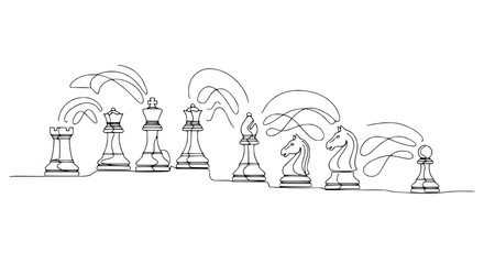 Chess Pieces Line Art - Strategy, Game, Competition, Intellectual Challenge © Lancar