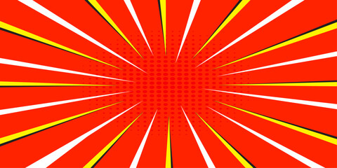 Dynamic manga comic book background with radial speed lines and halftone effects. © Khalil