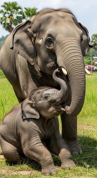 Close-up portrait of an African elephant in natural habitat.