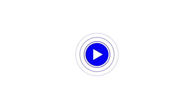 Play button icon animation for media control action. Video playback symbol with circular signal and start control. Media player notification icon for digital device interface. Play button, media