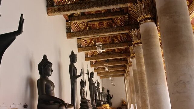 Wat Benchamabophit Ornate Ceiling Carved Wood Beams Buddha Statues 