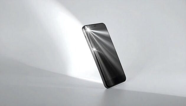 Close-up of a modern smartphone in black and white.