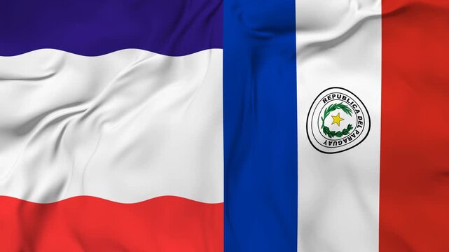 France vs Paraguay flag animation seamless loop. 4k resolution