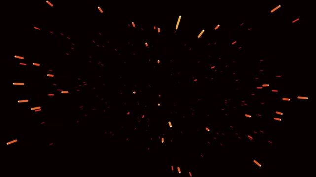 Glowing orange sparks bursting outward from a central explosion