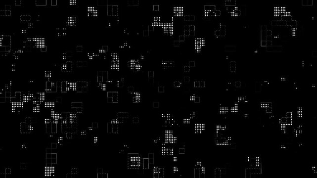 Abstract flickering dot background, Motion graphic digital line and grid technology with on black screen abstract background. digital data technology graphic grid seamless looping. 4k video