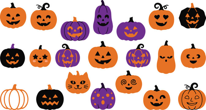 Halloween pumpkin and vampire motifs festive jack o' lantern collection for spooky season designs