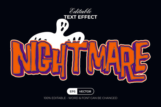 3D Text Effect Nightmare Halloween Theme. Editable Text Effect.