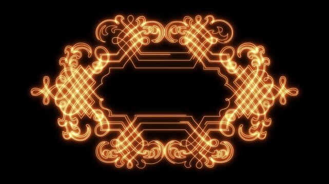 Glowing golden ornate frame animation with filigree