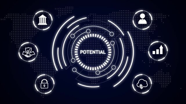 Futuristic digital interface displays potential growth security and cloud integration technology future
