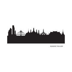 Naklejka premium Bangkok Thailand Skyline Silhouette Against White Background