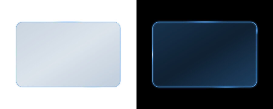 Blue Glass Interface Panel Frame Glossy Transparent UI Window Template Set
