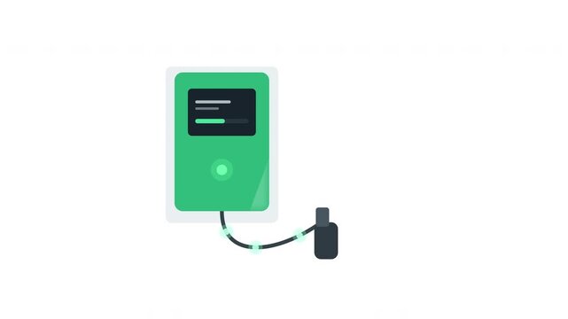 Isolated electric car wall charger for home ev charging station, smart intelligent wallbox with cable, technology and transport