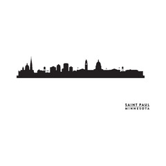 Naklejka premium Saint Paul Minnesota Skyline Silhouette On White Background