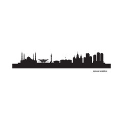 Naklejka premium Abuja nigeria skyline silhouette against a white background