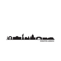 Naklejka premium Kingston Jamaica Skyline Silhouette On White Background