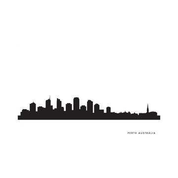 Perth Australia skyline silhouette against a white background