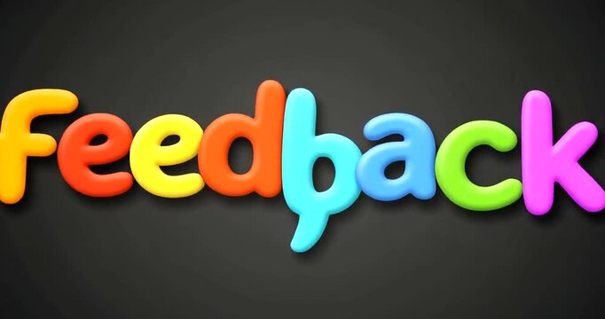 Colorful Magnetic Letters Spelling Feedback Word on Dark Surface.