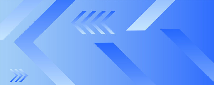 Abstract bright blue arrow shapes pattern background. Simple and trendy banner concept element design. Cool and futuristic background style. Eps10 vector