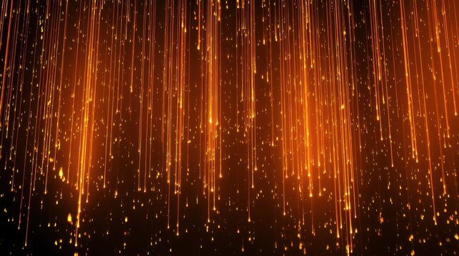 Falling orange light streaks and particles
