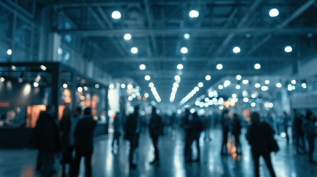 Crowd of people in a brightly lit convention center