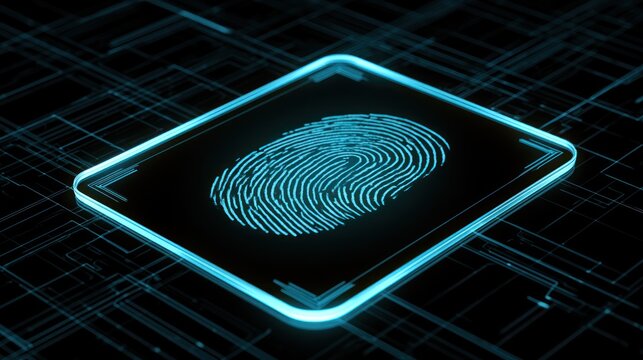 Digital fingerprint scan on futuristic interface